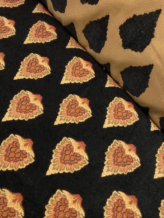 Black & Yellow Velvet Brocade - Cotton / Heavyweight