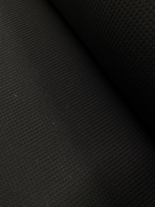 Black Tubular Waffle Knit - Cotton / Midweight