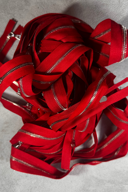 Riri M4 Red Nickel Zipper | 27 INCHES |  Nickel Teeth