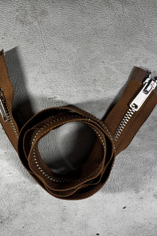 IDEAL 5 Brown Nickel Zipper | 32 Inches | Nickel Teeth