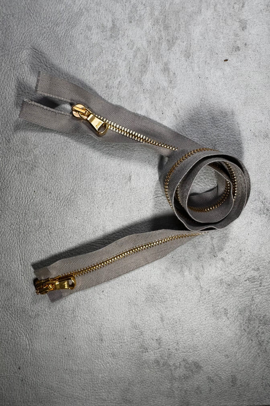 Lampo 6 Grey Brass Zipper | 24 Inches | Brass Teeth